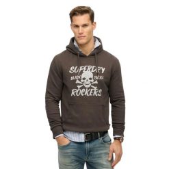 Bluza z kapturem Superdry Skull. Czarne bluzy męskie Superdry, m, bez wzorów, bez ramiączek, z kapturem. Za 376.20 zł.