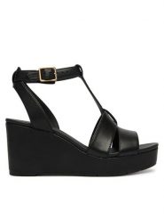 Clarks Sandały Sabina Hope 26186102 Czarny. Czarne sandały damskie Clarks, bez wzorów, ze skóry, bez obcasa, na koturnie, bez zapięcia. Za 469.99 zł.