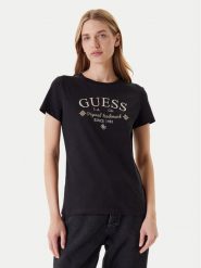 Guess T-Shirt V5YI03 I3Z14 Czarny Regular Fit. Czarne t-shirty damskie Guess, l, z aplikacjami, z bawełny, bez kołnierzyka, bez ramiączek. Za 99.99 zł.