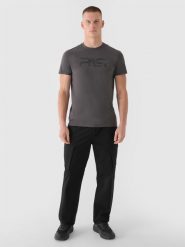 4F Spodnie casual cargo męskie 4F x Robert Lewandowski - czarne S. Czarne spodnie materiałowe męskie 4F, bez wzorów, z bawełny. W wyprzedaży za 139.99 zł.