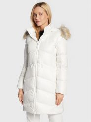 Calvin Klein Płaszcz zimowy K20K204953 Biały Regular Fit. Białe płaszcze damskie Calvin Klein, na zimę, s, bez wzorów, z syntetyku, bez kołnierzyka, bez kaptura. Za 1,119.00 zł.