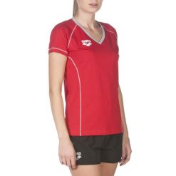 Koszulka damska Arena Team Line SS Tee. Czerwone koszulki sportowe damskie ARENA, l, bez wzorów, z materiału, bez ramiączek. Za 47.60 zł.