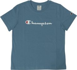 Champion Koszulka damska Champion SS Tee niebieska 117534 BS099 S. Niebieskie bluzki damskie Champion, s, bez wzorów, bez kołnierzyka, bez ramiączek. Za 113.48 zł.