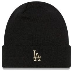 Czapka zimowa New Era LA Dodgers beanie czarno-złota. Czarne czapki damskie New Era, na zimę, bez wzorów, z materiału, klasyczne. Za 202.99 zł.