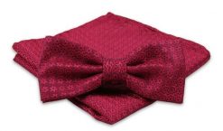 Krwista Czerwona Mucha Męska -ALTIES- z Taką Samą Poszetką, w Kwiaty, Motyw Florystyczny. Czerwone krawaty i muchy Alties, bez wzorów, eleganckie. Za 54.00 zł.
