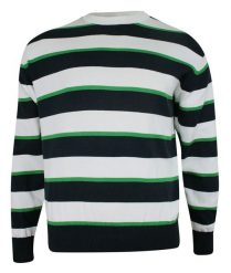 Sweter w Okrągły Dekolt, Granatowo-Biały w Paski, Prążki, 100% BAWEŁNA (U-neck), Męski. Niebieskie swetry męskie G&FA, l, bez wzorów, z bawełny, klasyczne, bez kołnierzyka, bez ramiączek. Za 169.00 zł.