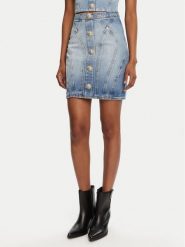 Balmain Spódnica jeansowa DF1LBA22DE53 Niebieski Slim Fit. Niebieskie spódnice damskie Balmain, bez wzorów, z bawełny. Za 4,249.00 zł.