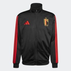 Kurtka dresowa piłkarska ADIDAS Belgia. Czerwone kurtki męskie Adidas, xl, bez wzorów, z dresówki, bez kaptura. Za 269.99 zł.