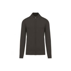Kardigan zapinany na zamek Kariban. Szare swetry męskie KARIBAN, m, bez wzorów, z bawełny, bez kołnierzyka, bez ramiączek. Za 257.00 zł.