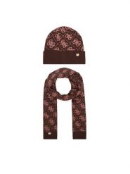 Guess Zestaw szalik i czapka GFBOX WP6401 Brązowy. Brązowe czapki damskie Guess, z aplikacjami, z wiskozy. Za 294.99 zł.