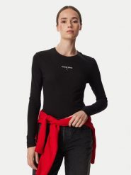 Tommy Jeans Bluzka Classic Logo DW0DW23248 Czarny Slim Fit. Czarne bluzki damskie Tommy Jeans, m, bez wzorów, z jeansu, bez kołnierzyka, bez ramiączek. Za 149.99 zł.
