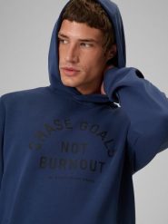 4F Bluza dresowa regular z kapturem męska - granatowa XXL. Niebieskie bluzy sportowe męskie 4F, m, bez wzorów, z dresówki, z kapturem, trekkingowe. Za 229.99 zł.