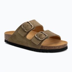Klapki damskie Scholl Josephine Suede. Zielone klapki damskie Scholl, na lato, bez wzorów, z materiału, eleganckie, bez obcasa, bez zapięcia. Za 309.99 zł.