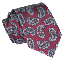 Krawat - ALTIES - Czerwony w Paisley. Czerwone krawaty i muchy Alties, bez wzorów, z tkaniny, eleganckie. Za 49.00 zł.