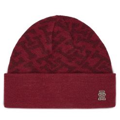 Czapka Tommy Hilfiger. Czerwone czapki damskie Tommy Hilfiger, na zimę, bez wzorów. Za 439.99 zł.