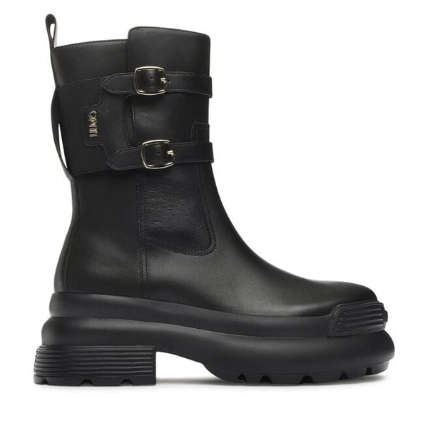 Botki Liu Jo. Czarne botki damskie Liu Jo, bez wzorów, bez obcasa, na płaskiej podeszwie, bez zapięcia. Za 989.99 zł.