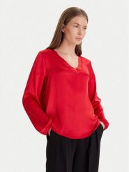 Maryley Bluzka 25IB824/18MA Czerwony Regular Fit. Czerwone bluzki damskie Maryley, m, bez wzorów, z wiskozy, bez kołnierzyka, bez ramiączek. Za 289.99 zł.