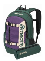 Plecak na laptopa i deskorolkę – botanical purple Meatfly + piórnik. Fioletowe plecaki męskie Meatfly, bez wzorów, z materiału, biznesowe. Za 254.99 zł.