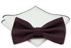 Mucha z poszetką - Chattier, Męska - Ciemnobordowa ze Wzorem. Czerwone krawaty i muchy Chattier, bez wzorów, eleganckie. Za 59.00 zł.