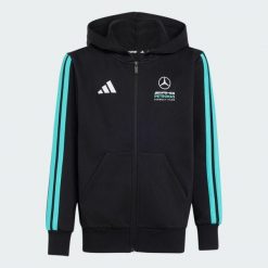 BLUZA Z KAPTUREM MERCEDES - AMG PETRONAS FORMULA 1 TEAM DNA FULL ZIP. Czarne bluzy damskie Adidas, bez wzorów, z bawełny, eleganckie, bez ramiączek, z kapturem. Za 239.00 zł.