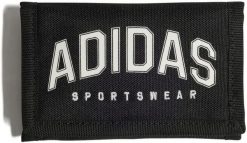 Czarny portfel Adidas Varsity. Czarne portfele męskie Adidas, bez wzorów, z materiału. Za 49.00 zł.