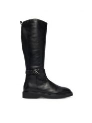 Calvin Klein Kozaki Knee Boot W/ Metal Logo HW0HW02665 Czarny. Czarne kozaki damskie Calvin Klein, bez wzorów, ze skóry, bez obcasa, na płaskiej podeszwie, bez zapięcia. Za 949.99 zł.