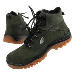 Buty trekkingowe 4F OBMH257 43S zielone. Zielone trekkingi męskie z materiału, za kostkę, bez zapięcia. Za 640.22 zł.