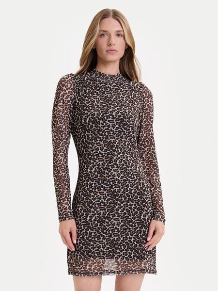 ONLY Sukienka codzienna Erica 15355845 Beżowy Regular Fit. Brązowe sukienki damskie ONLY, na co dzień, xs, bez wzorów, z syntetyku, bez kołnierzyka, bez ramiączek, proste. Za 109.99 zł.