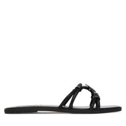 Klapki KARL LAGERFELD. Czarne klapki damskie KARL LAGERFELD, bez wzorów, bez obcasa, bez zapięcia. Za 547.99 zł.