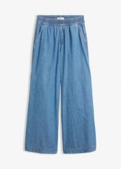 Jeansy wide leg, high waist. Czarne jeansy damskie bonprix, bez wzorów, z jeansu, z podwyższonym stanem. Za 137.99 zł.