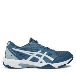 Buty halowe Asics. Niebieskie buty sportowe męskie Asics, bez wzorów, bez zapięcia. Za 259.99 zł.