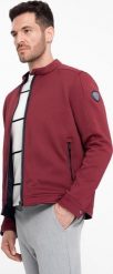 Kurtka męska Ombre Kurtka męska BIKER ze strukturalnej tkaniny - bordowa V2 OM-JANP-0138 M. Czerwone kurtki męskie Ombre, m, bez wzorów, z tkaniny, bez kaptura. Za 99.99 zł.