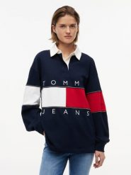 Tommy Jeans Bluza Kobiety Bawełna niebieski|wielokolorowy, L. Niebieskie bluzy damskie Tommy Jeans, l, bez wzorów, z bawełny, eleganckie, bez ramiączek, bez kaptura. Za 449.95 zł.