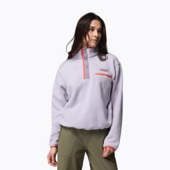 Bluza polarowa damska Columbia Helvetia II Cropped Half Snap Fleece. Fioletowe bluzy damskie Columbia, bez wzorów, z polaru, sportowe, bez ramiączek, bez kaptura. Za 199.99 zł.