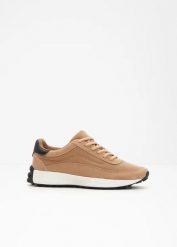 Sneakersy. Brązowe obuwie sportowe damskie bonprix, bez wzorów, z materiału, bez zapięcia. Za 124.99 zł.