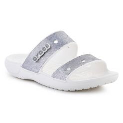 Crocs Klapki Classic Croc Glitter Ii Sandal W 207769-90H szare. Szare klapki damskie na lato, bez wzorów, z materiału, casualowe, bez obcasa, bez zapięcia. Za 303.63 zł.