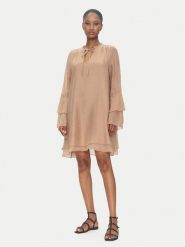 ViCOLO Sukienka letnia TD0753 Beżowy Regular Fit. Brązowe sukienki damskie ViCOLO, na lato, l, bez wzorów, z syntetyku, bez kołnierzyka, bez ramiączek. Za 269.99 zł.