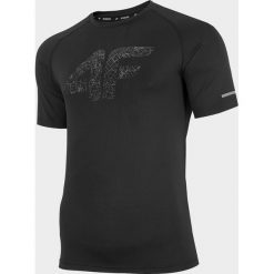 Koszulka treningowa męska TSMF210 - głęboka czerń. T-shirty męskie 4F, m, bez wzorów, z elastanu, bez kołnierzyka, bez ramiączek. W wyprzedaży za 49.99 zł.