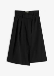 Spódnica midi z mieszanki wiskozy. Czarne spódnice damskie bonprix, bez wzorów, z wiskozy, midi, asymetryczne. Za 149.99 zł.