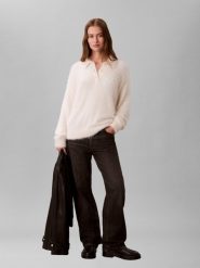 Calvin Klein Jeans Sweter z dzianiny Kobiety biały, S. Białe swetry nierozpinane damskie Calvin Klein Jeans, s, bez wzorów, z dzianiny, sportowe, bez kołnierzyka, bez ramiączek. Za 329.95 zł.