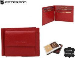 Peterson Portfel damski skórzany PTN RD-250-GCL RED. Czerwone portfele damskie Peterson. Za 103.52 zł.