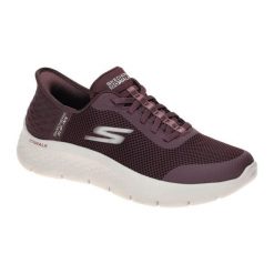 Buty SKECHERS SLIP-INS GO WALK FLEX Bordeaux. Czerwone obuwie sportowe damskie Skechers, bez wzorów, z tkaniny, bez zapięcia. Za 383.28 zł.