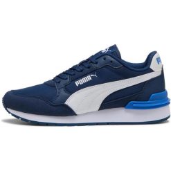 Buty sportowe Puma St Runner V4 Nl Jr. Niebieskie buty sportowe męskie Puma, bez wzorów, ze skóry ekologicznej, bez zapięcia, na fitness i siłownię. Za 290.00 zł.