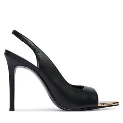 Sandały Just Cavalli. Czarne sandały damskie Just Cavalli, bez wzorów, bez obcasa, na szpilce, bez zapięcia. Za 862.99 zł.