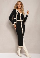 Czarny Komplet 3-Częściowy Bluzka Kardigan oraz Spódnica Ozdobione Napami Jespella. Czarne kardigany damskie Renee, m, bez wzorów, eleganckie, bez kołnierzyka. Za 179.99 zł.