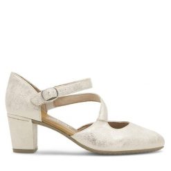 Czółenka Rieker. Szare czółenka damskie Rieker, bez wzorów, bez obcasa, bez zapięcia. Za 289.99 zł.
