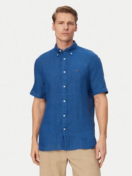 Tommy Hilfiger Koszula MW0MW41531 Niebieski Regular Fit. Niebieskie koszule męskie Tommy Hilfiger, m, bez wzorów, ze lnu, bez kołnierzyka, bez ramiączek. Za 287.99 zł.