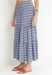 Granatowa Spódnica Maxi z Gumką w Pasie z Wiskozy Meler. Niebieskie spódnice damskie Born2be, m, bez wzorów, z wiskozy, maxi, rozkloszowane. Za 44.99 zł.