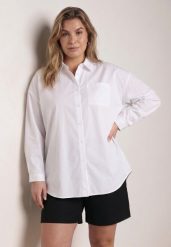 Biała Bawełniana Koszula o Kroju Oversize Nororena. Białe koszule damskie Born2be, l, bez wzorów, z bawełny, eleganckie, bez kołnierzyka, bez ramiączek. Za 89.99 zł.
