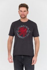 AERONAUTICA MILITARE Szary t-shirt M.C. Szare t-shirty męskie Aeronautica Militare, l, bez wzorów, bez kołnierzyka, bez ramiączek. W wyprzedaży za 239.99 zł.